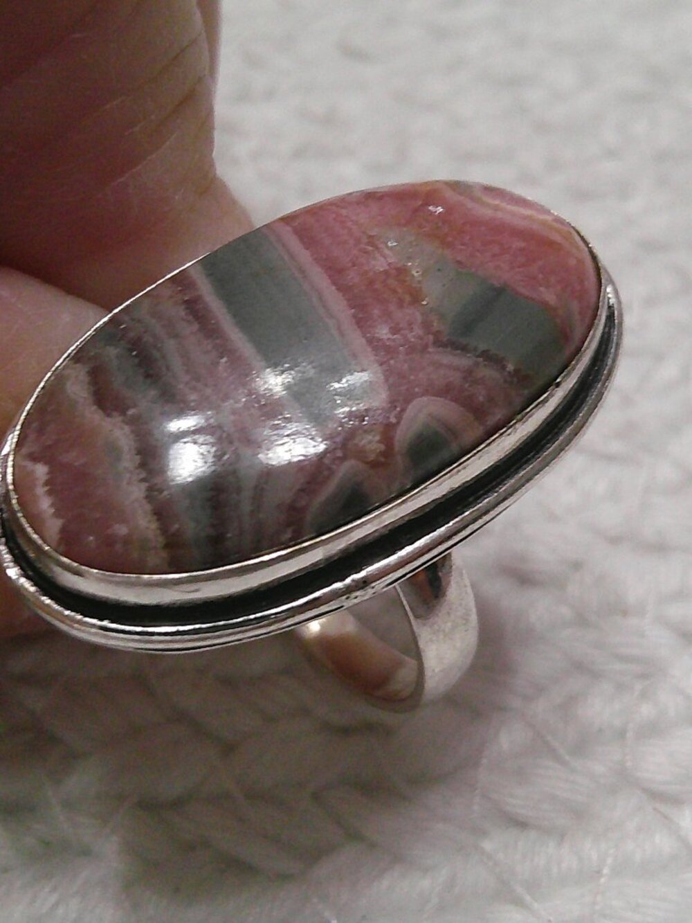 Beautiful RHODOCHROSITE Handmade Sterling 925 Size 10.25 #53F
